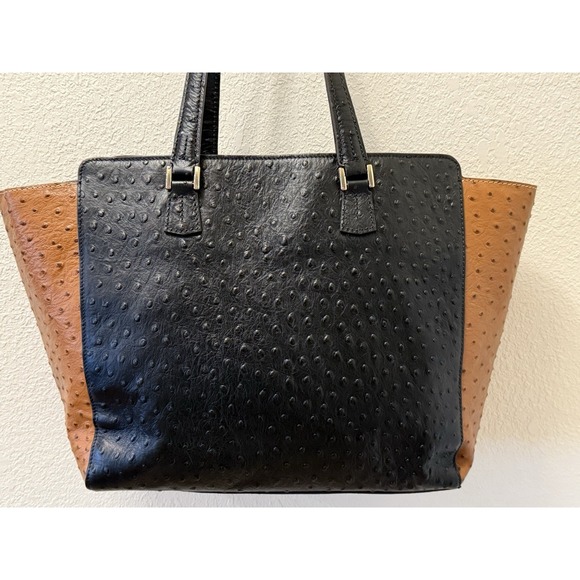 DOONEY & BOURKE East/West‎ Shopper Tote Bag OSTRICH LEATHER Black/Brown - EUC - Picture 8 of 16